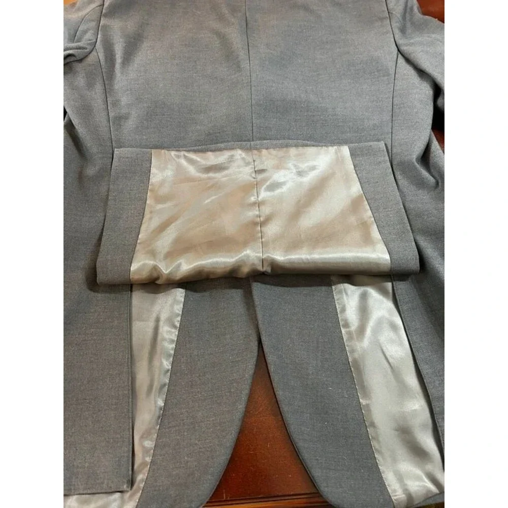 Mossanni Collezioni Gray Solid Suit Jacket 42L 3-Button Notch Lapel Double Vent